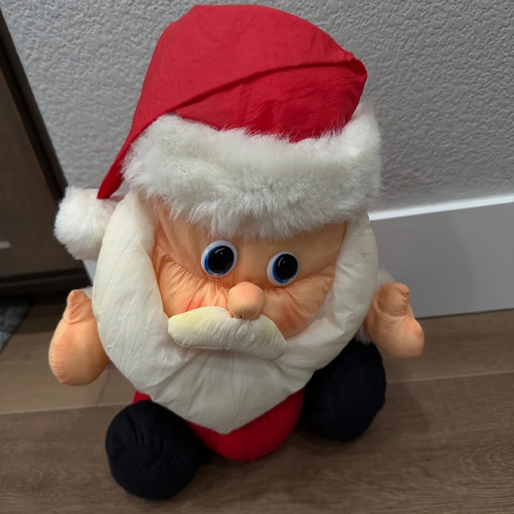 Vintage DanDee Santa Claus Puffalump Style Nylon Plush Stuffed Christmas 15”‎